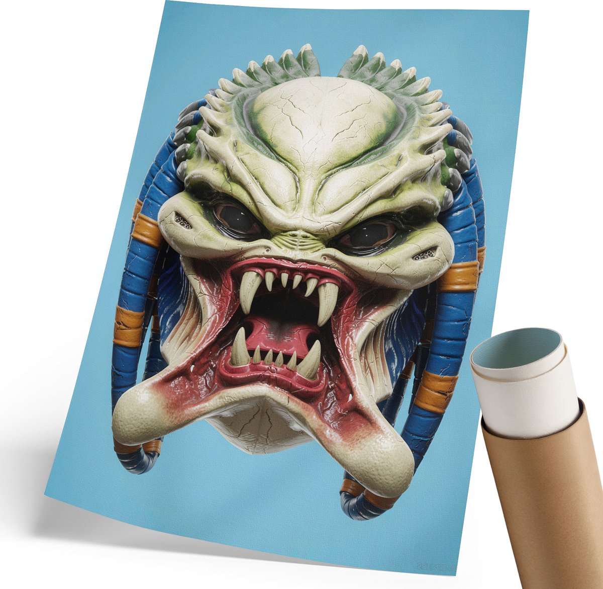 Coloray Polycanvas Poster - Stedelijke Sfeer, Wit - 420 x 594 mm - Blauw Illustratie - Rechthoek - Decoratieve poster - Woonkamer - Modern