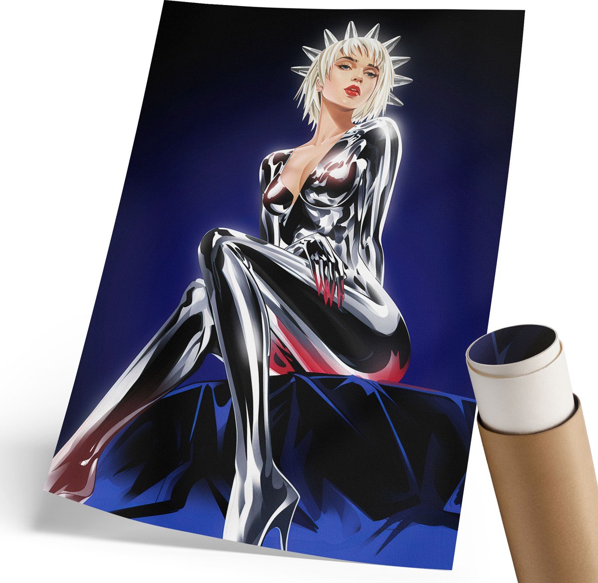 Coloray Polycanvas Poster - Futuristisch Figuur, Illustratie - 210 x 297 mm - Zwart Motief - Rechthoek - Kunstposter - Woonkamer, Slaapkamer, Kantoor - Popcultuur