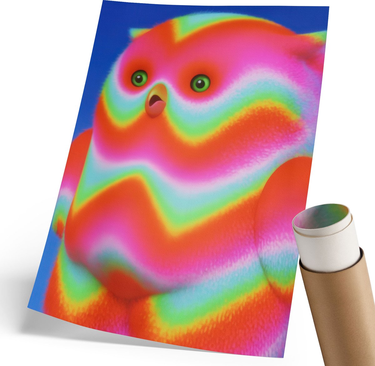 Coloray Polycanvas Poster - Kleurrijk Dier, Illustratie - 210 x 297 mm - Roze Kunst - Rechthoek - Muurdecoratie - Woonkamer, Slaapkamer, Kantoor - Popcultuur