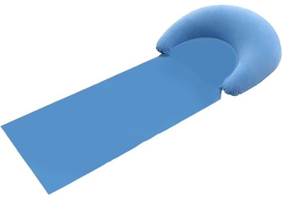 Strandmat Opvouwbaar - Zonnemat Picknickmat - Buiten Ontspannen - Ingebouwd Kussen - 160 x 70 cm - Lichtblauw