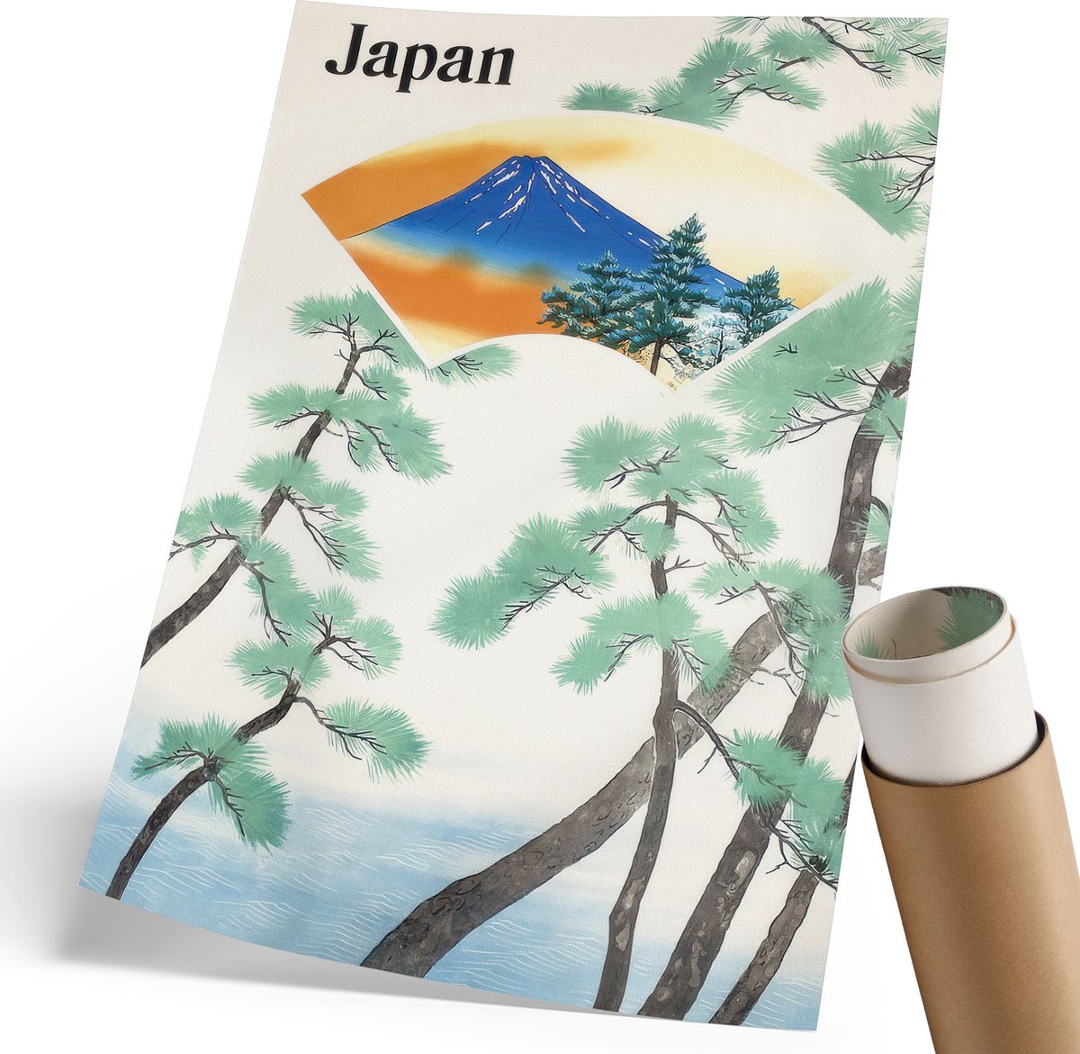 Wallfluent Polycanvas Wandposter - Ruimtewandeling, Illustratie - 297 x 420 mm - Blauw Illustratie - Rechthoek - Canvasposter - Woonkamer, Slaapkamer, Kantoor - Retro