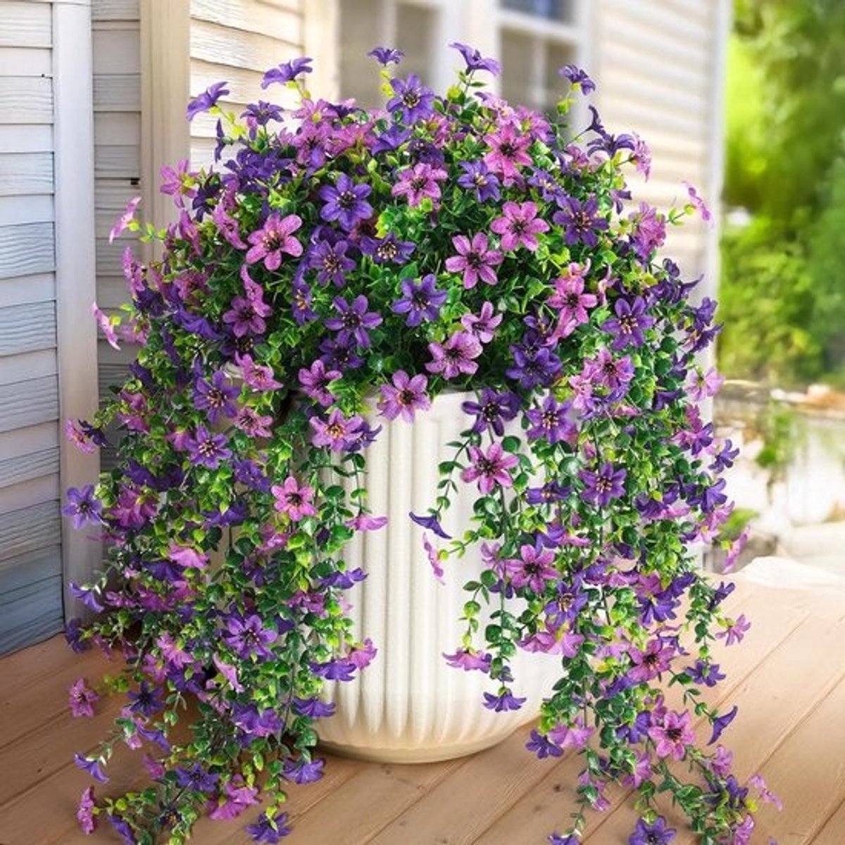 Kunstmatige Hangende Bloemen - Nep Bloemen - Buiten Decoratie - UV-bestendig - 2 stuks - Dubbel Paars