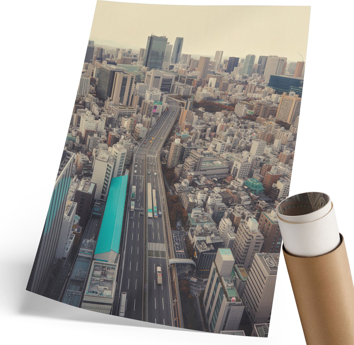 Coloray Polycanvas Wandposter - Stedelijk Landschap, Fotografie - 210 x 297 mm - Grijs Kunst - Rechthoek - Wandkunstwerk - Woonkamer, Slaapkamer, Kantoor - Modern