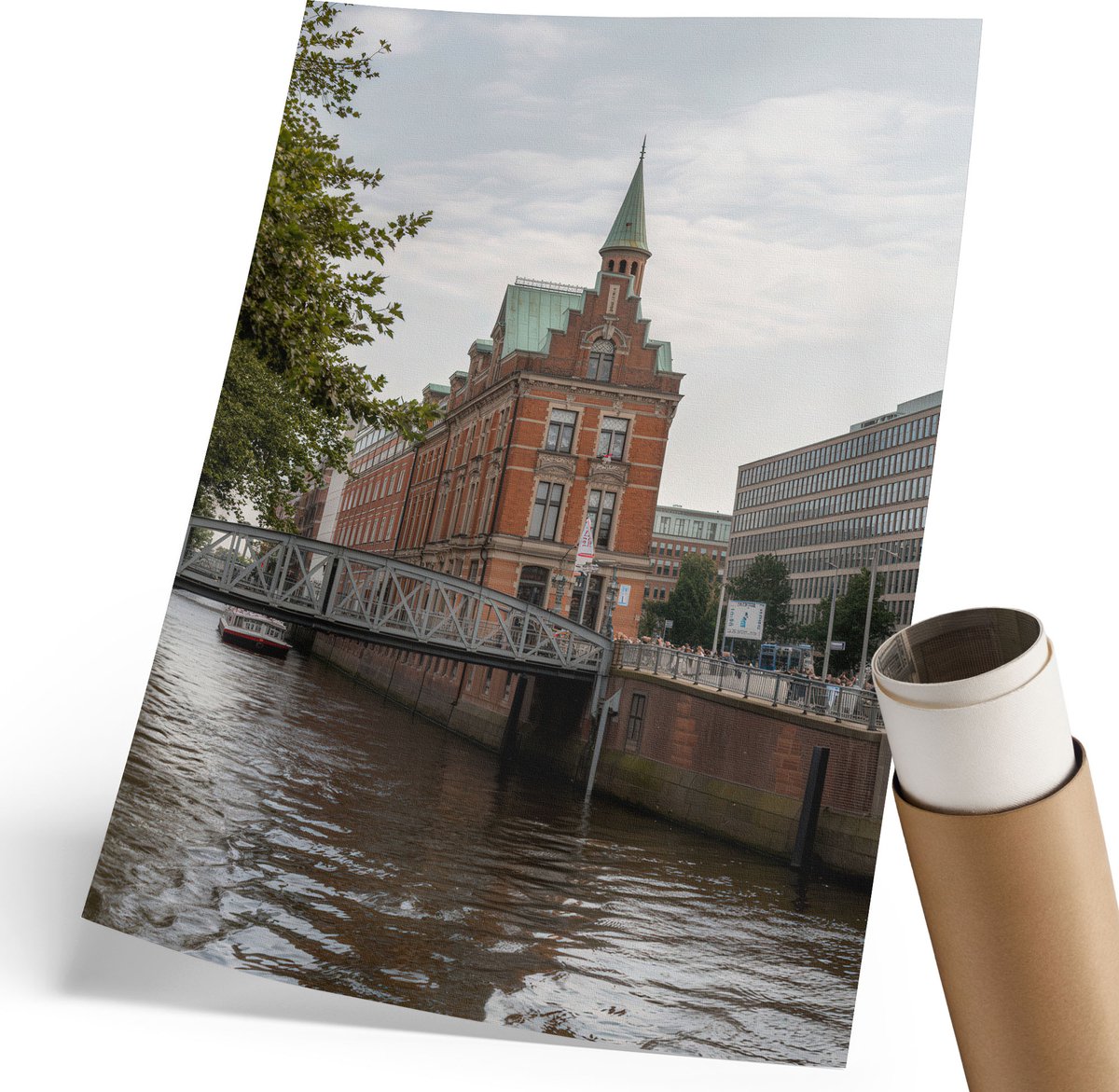 Coloray Polycanvas Wandposter - De Stad En De Rivier, Fotografie - 210 x 297 mm - Bruin Poster - Rechthoek - Interieurdecoratie - Woonkamer, Slaapkamer, Kantoor - Klassiek
