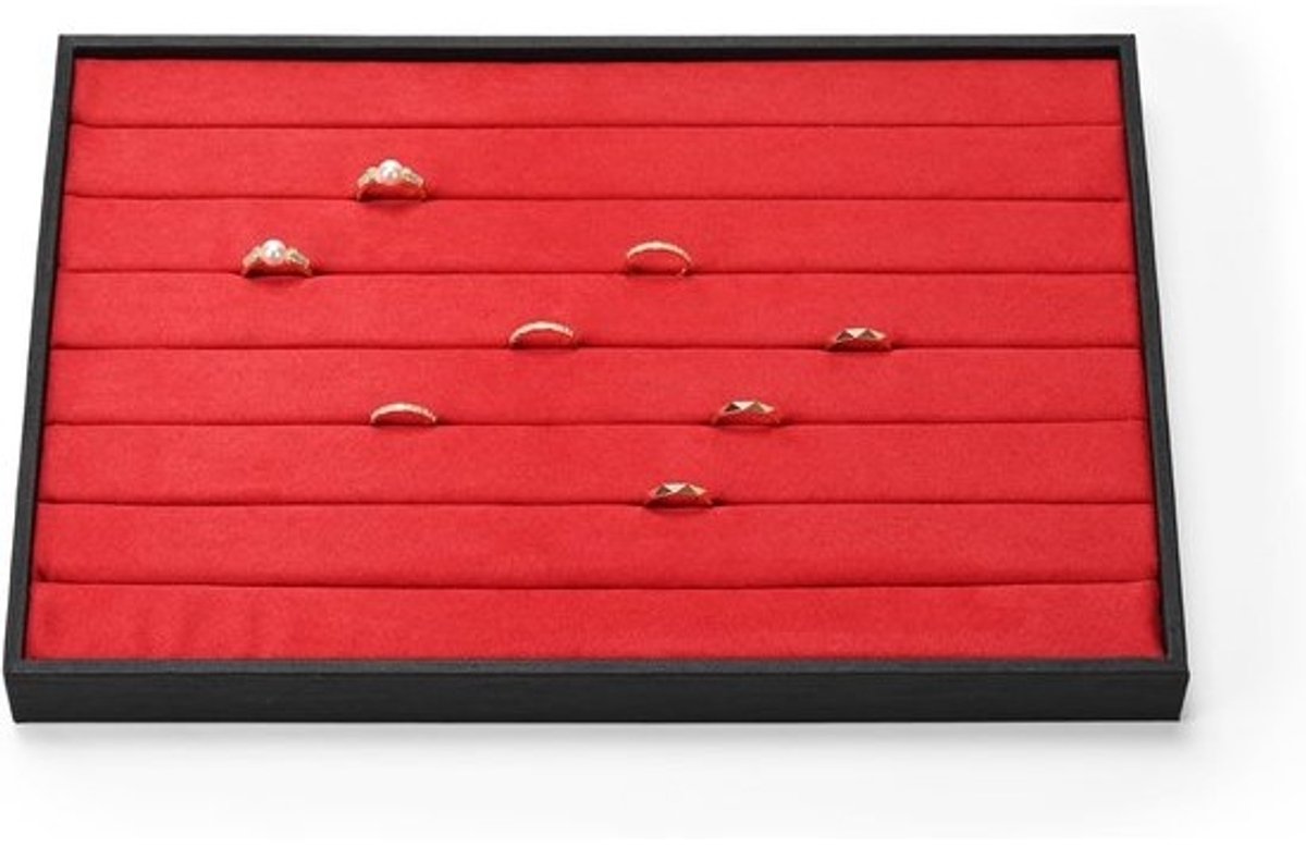 Sieraden Organizer - Lade Dienblad - Sieraden Opbergen - Stapelbaar Ontwerp - 35x24x4 cm - Zwart Rood