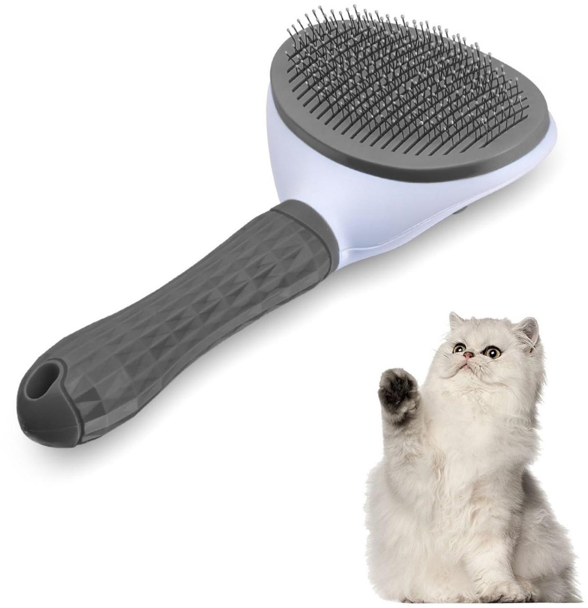 SSTRWGOOD Kattenborstel - Zelfreinigende Onderwol Verwijderaar - Multifunctionele Katzenbürste Geschikt voor Kort tot Lang Haar - Makkelijk Schoon te Maken - Kunststof - 20x10cm