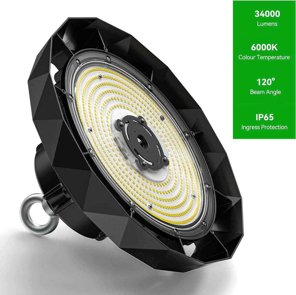 Amdelne Hanglamp Industrieel - LED-diamant Hanglamp Zwart - Hanglampen voor Binnen Magazijn | Sportschool | Fabriek | Garage - Industriele Plafondlamp Hang Lamp Plafondlampen - 200W 34000LM 6000K