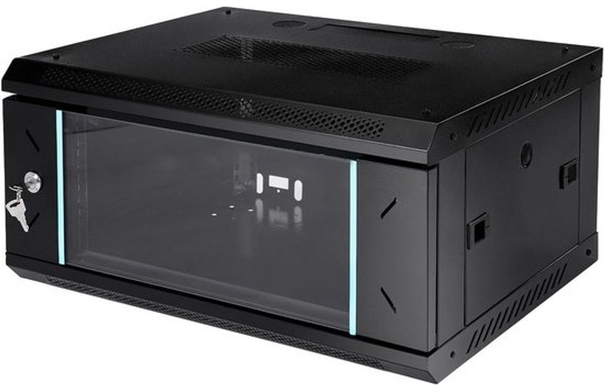 Serverkast Muurmontage - Netwerk Rackkast - Netwerkapparatuur Opslag - Veiligheidsslot - 4U 60cm breed - Zwart