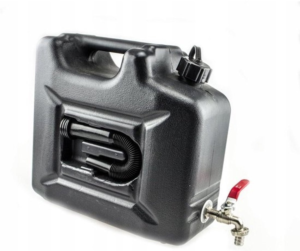Waterjerrycan met kraan - Waterreservoir drinkwater - Kamperen en buiten - Inclusief verborgen trechter - 10 Liter - Zwart