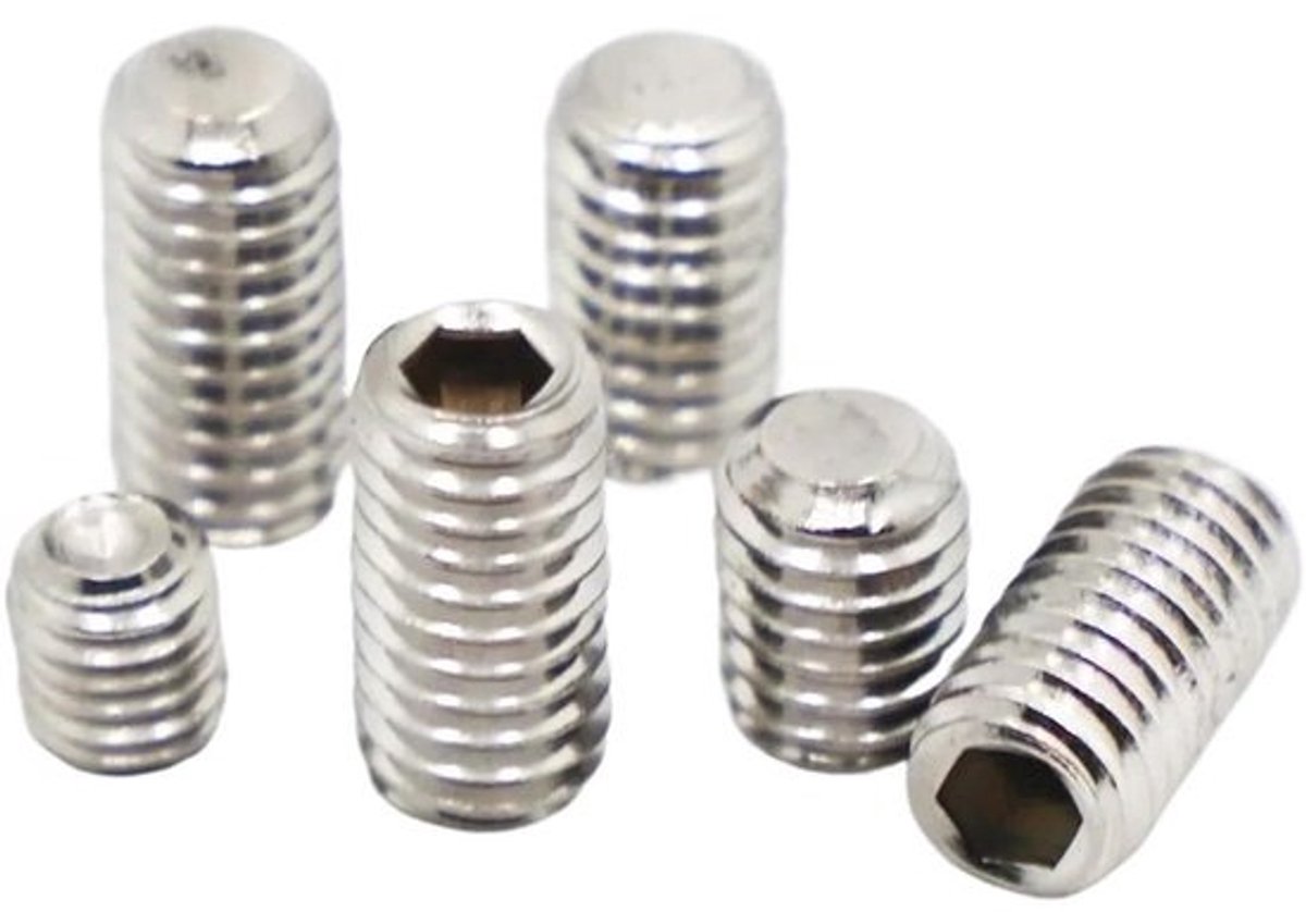 Roestvrijstalen Stelbouten - Hex Schroeven - DIY Projecten - DIN916 Zeskant - M2 tot M8 - Zilver