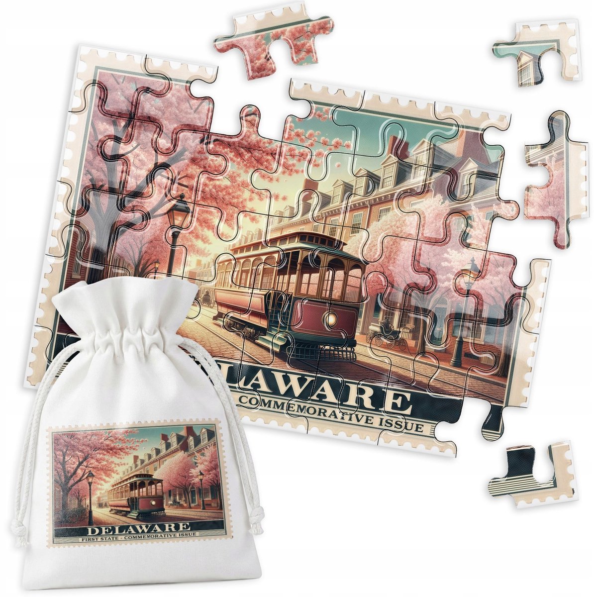 Educatieve puzzel 35 stukjes - Delaware Staat Stempel USA