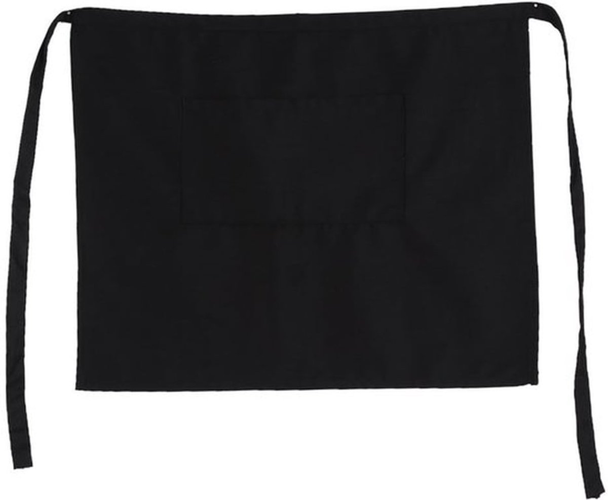 - Polyester Zwart Half Schort - Keuken Schorten - Praktische Zakken - 30x24cm - Koken en Bakken - Geschikt voor Vrouwen en Mannen