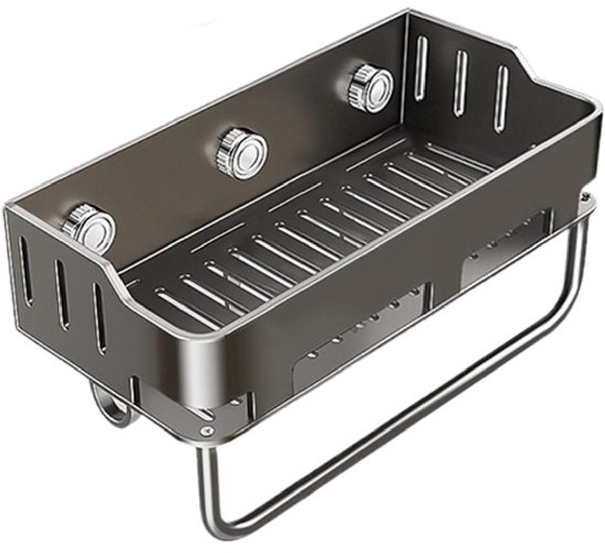 Douche Opberger - Wandmand Zuignap - Badkamer Organiseren - Met Afvoergaten - 40x13x6cm - Wit