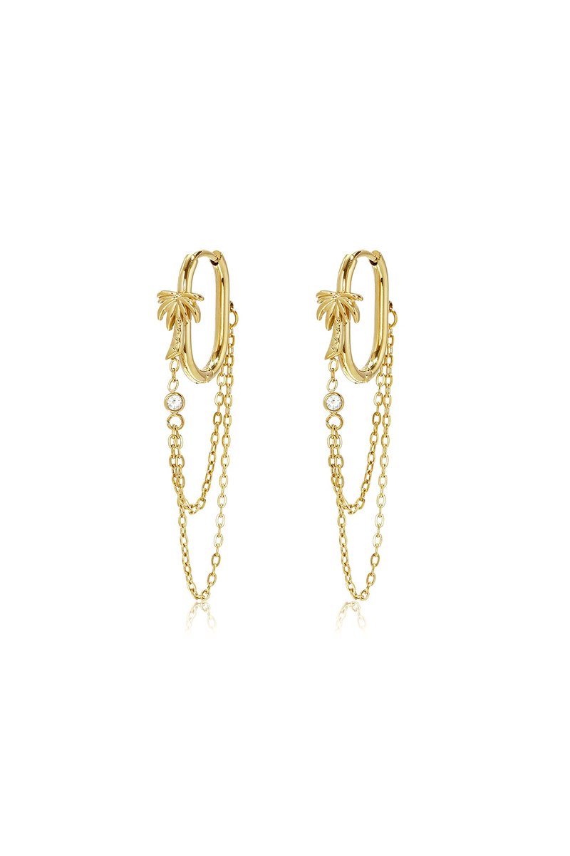 Hangende oorbellen met ketting, eenvoudige, alledaagse, simpele serie, damessieraden - zilveren kleur