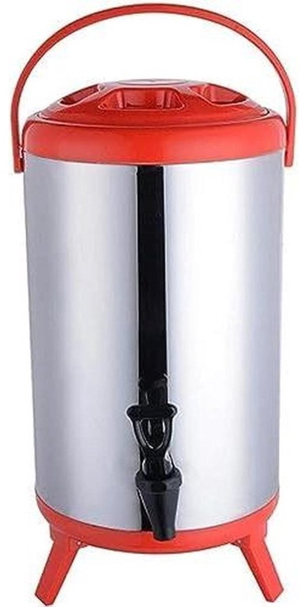 Roestvrij Melk Emmer - Drank Dispenser - Warme Dranken Serveren - Dubbele Isolatie - 12L - Rood