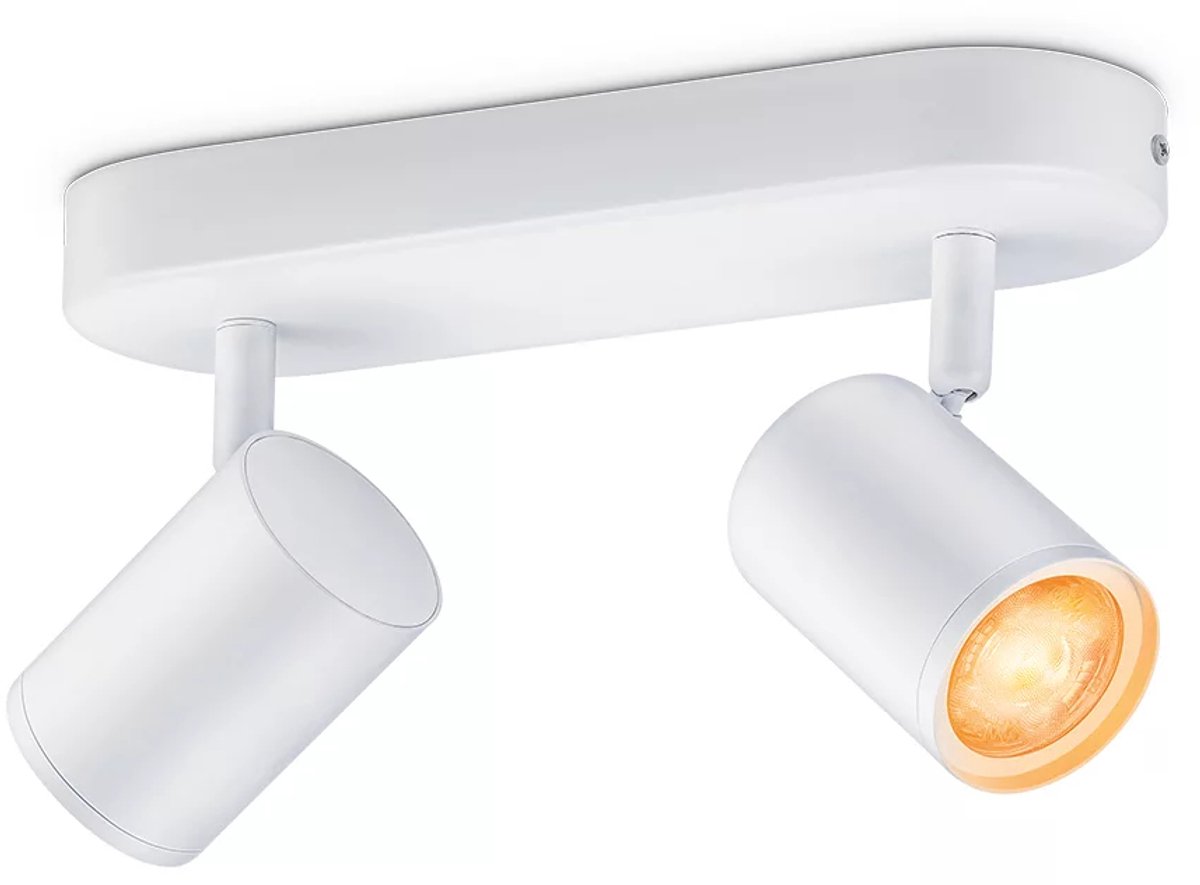 Philips Smart Lighting - opbouwspot - 2 spots - rgb - gekleurd en instelbaar wit licht - dimbaar - wit - 2x5w - gu10 fitting - werkt met de wiz app - wifi