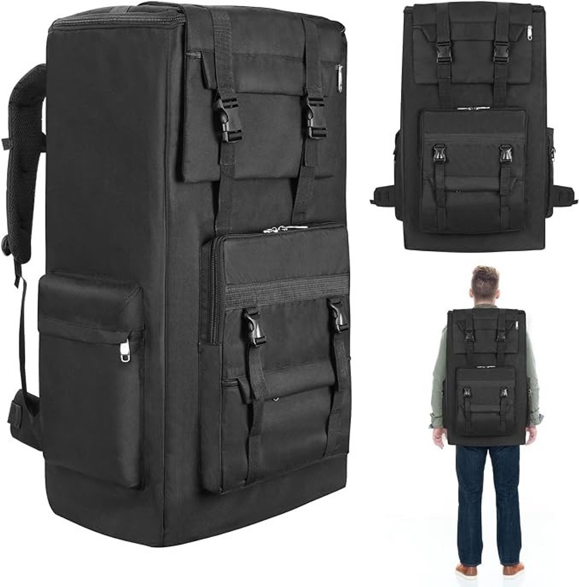 PolkaHome 120L Wandelrugzak Waterdicht Grote Capaciteit Outdoor Reistas met Gewatteerde Schouderbanden