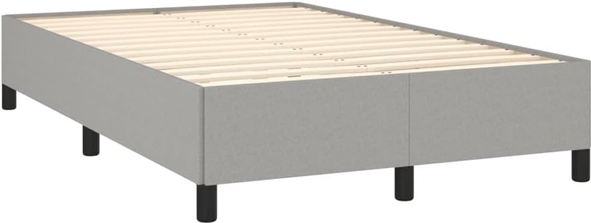 vidaXL Upholstered Bed, Bed Frame with Slatted Frame, Bedroom Bed, Double Bed with Support Legs, Bed Frame, Bedroom Furniture, Light Grey, 120 x 200 cm Fabric