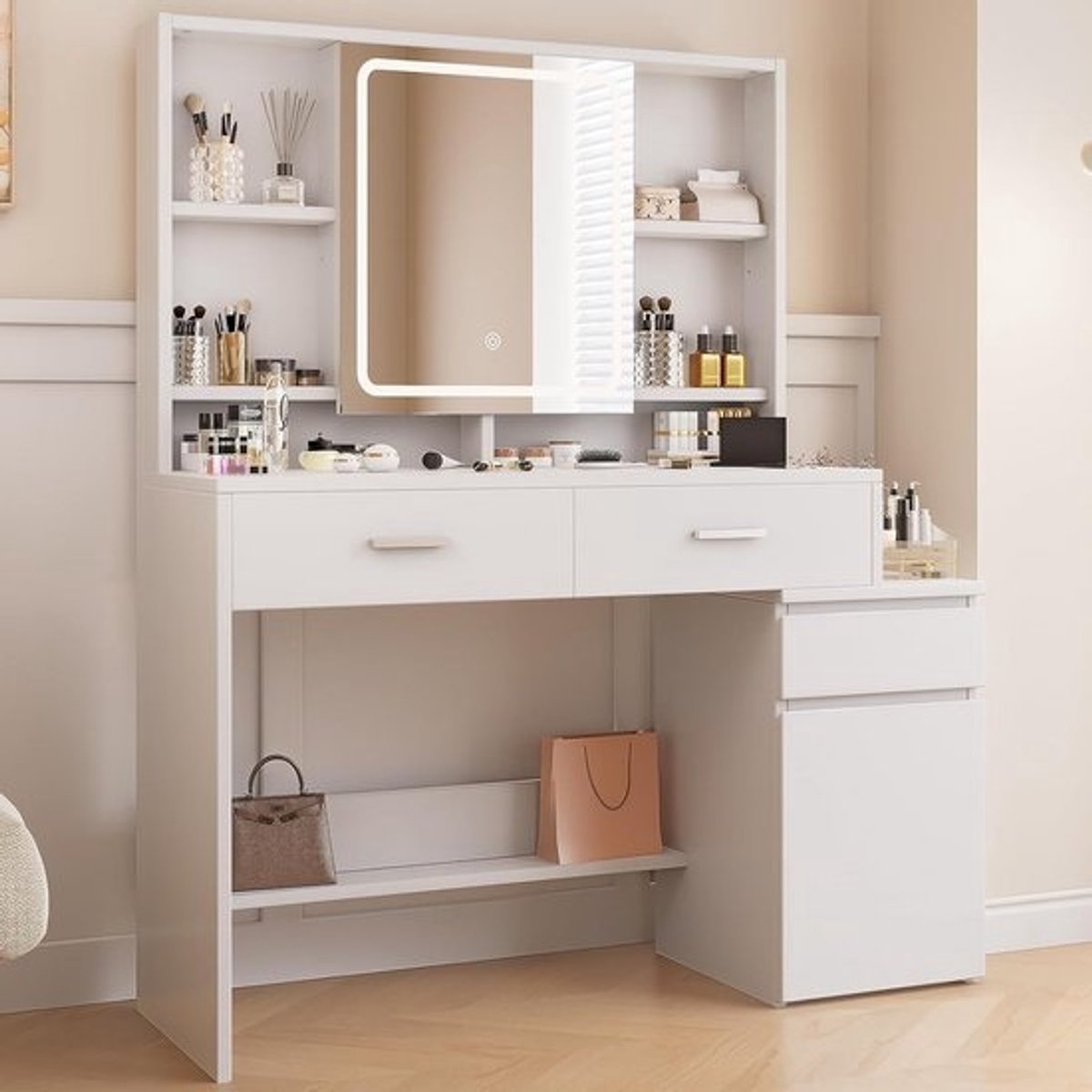 Make Up Tafel met Spiegel - Kaptafel voor Meisjes - Hollywood Spiegel met Verlichting - Woondecoratie