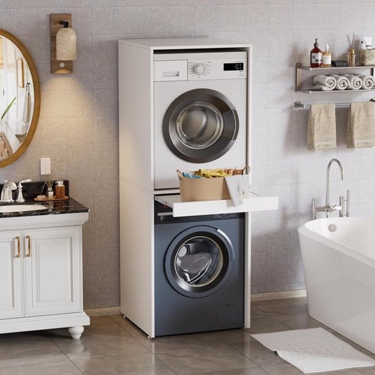 Wasmachine Ombouw - Opbouwmeubel - Kast Wasdroger - Meubel - modern design