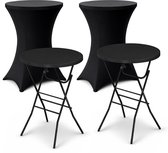 Table haute ADSafety - 2 pièces - Housse de table haute incluse - Jupe de table haute - Pliable - Table de fête robuste - Table de bar - Pour intérieur et extérieur - Ø 80 x 110 cm - Zwart