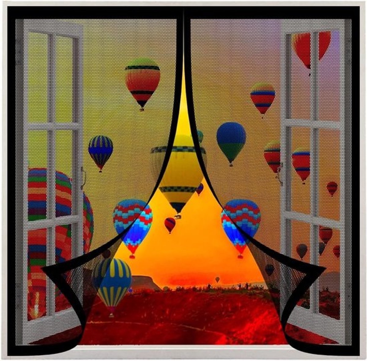Magnetisch Vliegengordijn - Insectenhor Deur Horregaas Deur - Insecten Buiten Houden - Verbreed Bovenkant - 100x80cm - Zwart