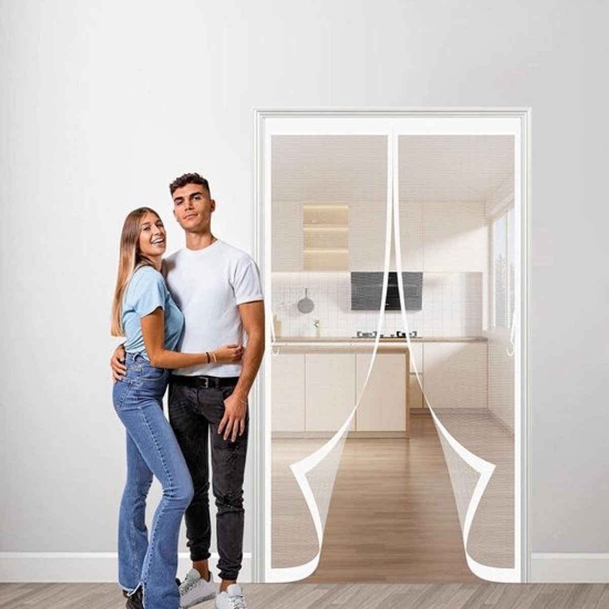 Magnetisch Deurhor - Vliegenhor Deur - Insecten Buiten Houden - Zonder Boren Te Plaatsen - 85 x 203 cm - Wit