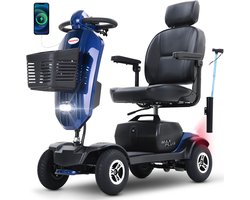 Elektrische scootmobiel - Senioren - Elektrische mobiliteitsscooter voor ouderen - 300W motor - 136 kg draagvermogen - 25 km actieradius - 360° draaibare hoofdsteun - Blauw