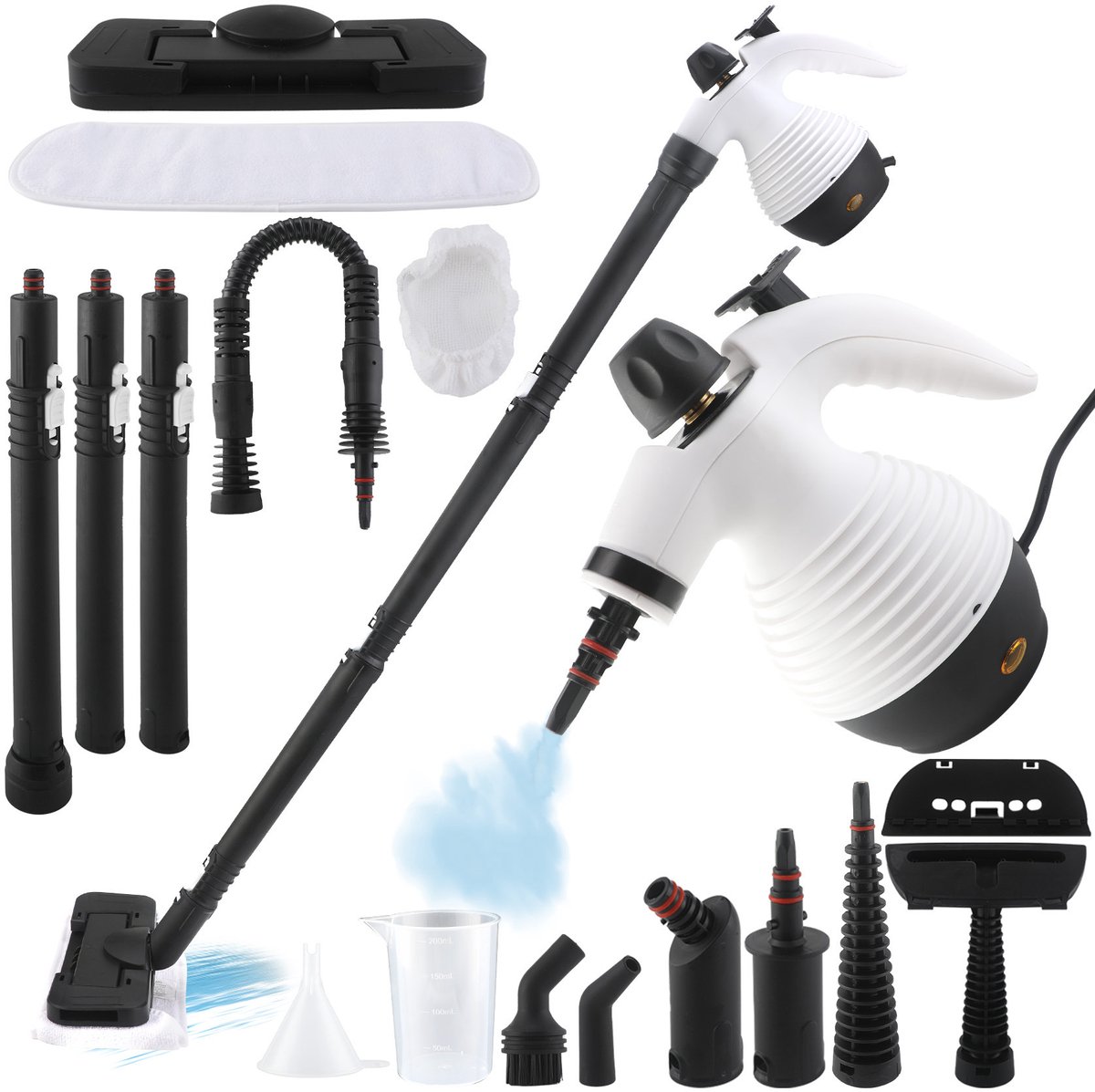 2-in-1 handstoomreiniger/stoommop - 1050 W, 135 °C, snelverwarmingsfunctie met 350 ml watertank, stoomreiniger, handapparaat voor diverse oppervlakken zoals tegels, bank en keuken