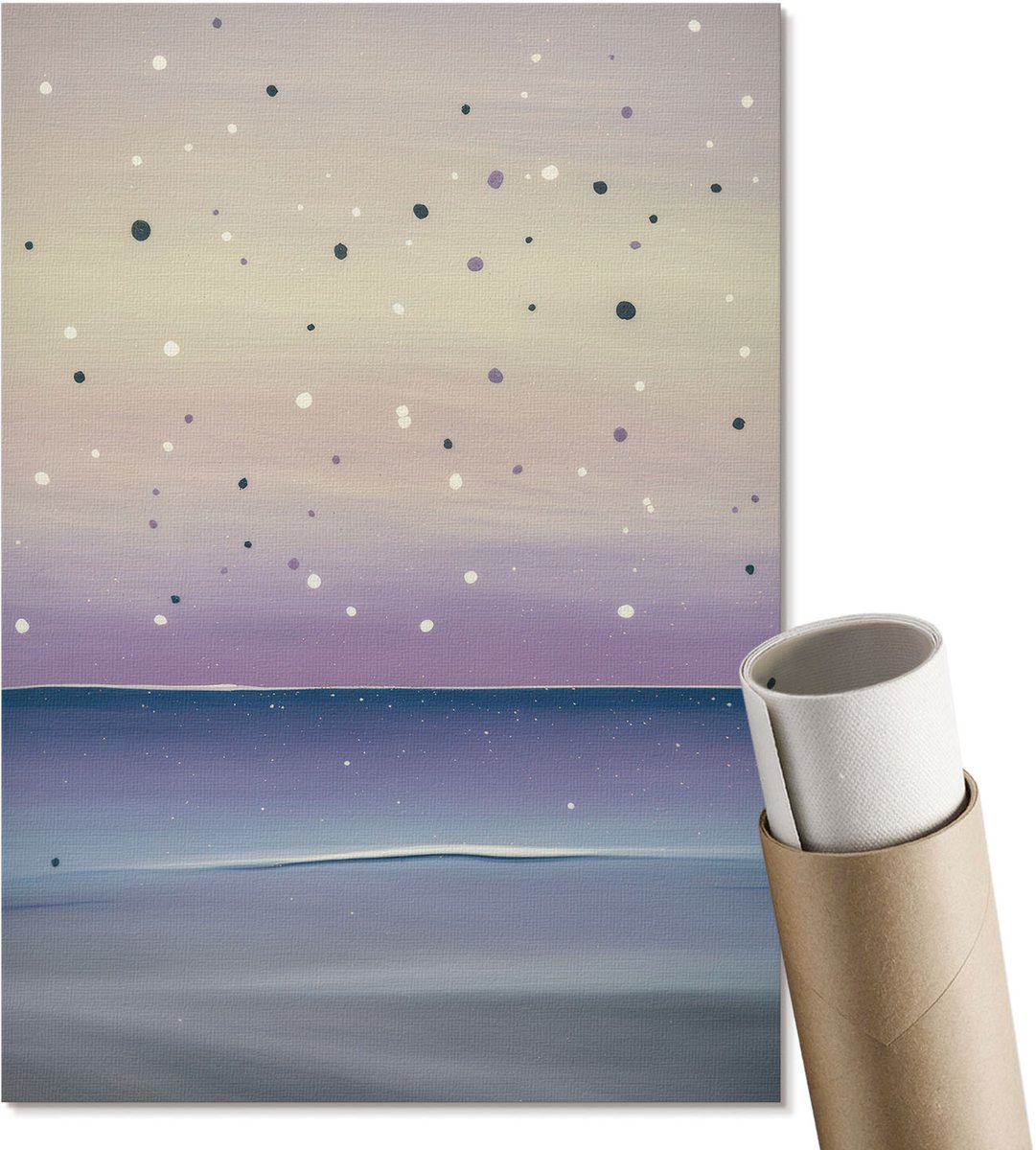 Coloray Polycanvas Wandposter - Kosmisch Landschap, Schilderen - A4 - Paars Illustratie - Rechthoek - Wandkunstwerk - Woonkamer, Slaapkamer, Kantoor - Expressief