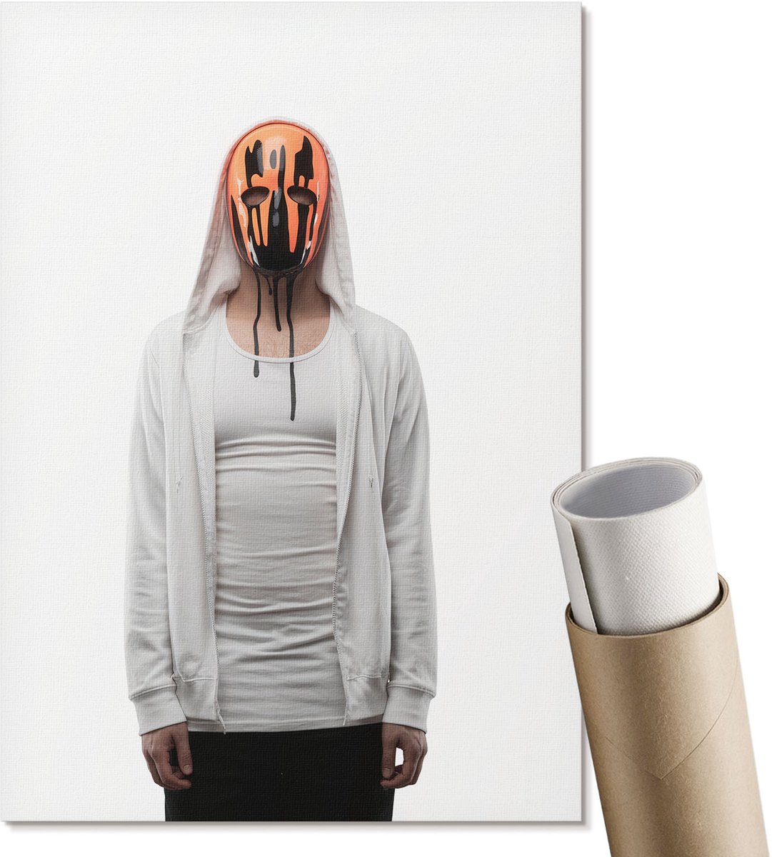 Coloray Polycanvas Wandposter - Mysterieuze Figuur, Fotografie - A4 - Wit Design - Rechthoek - Wandkunstwerk - Woonkamer, Slaapkamer, Kantoor - Modern