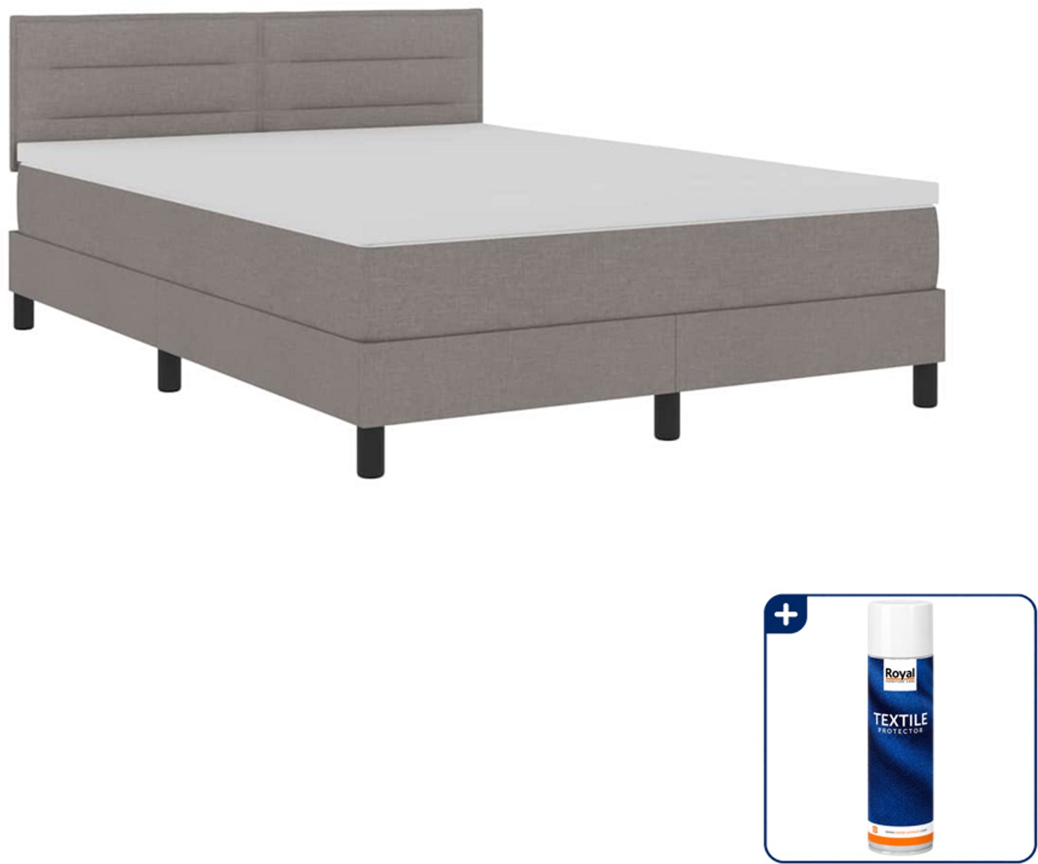 vidaXL boxspring Small double - 140 x 200 cm - taupe - Inclusief textielbeschermer 500 ml