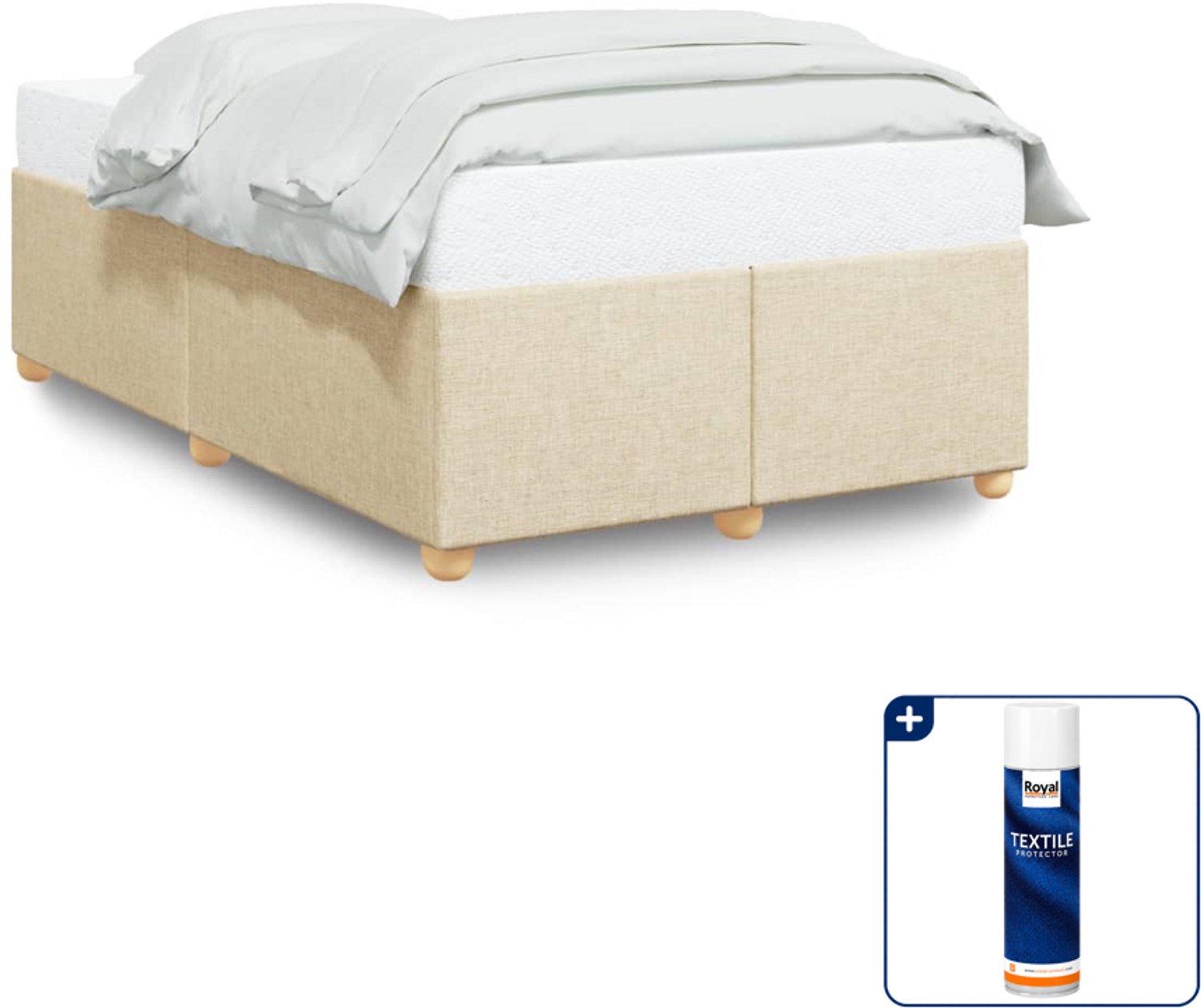vidaXL Bedframe - 120 x 200 cm - stof - crème - Inclusief textielbeschermer 500 ml Groen