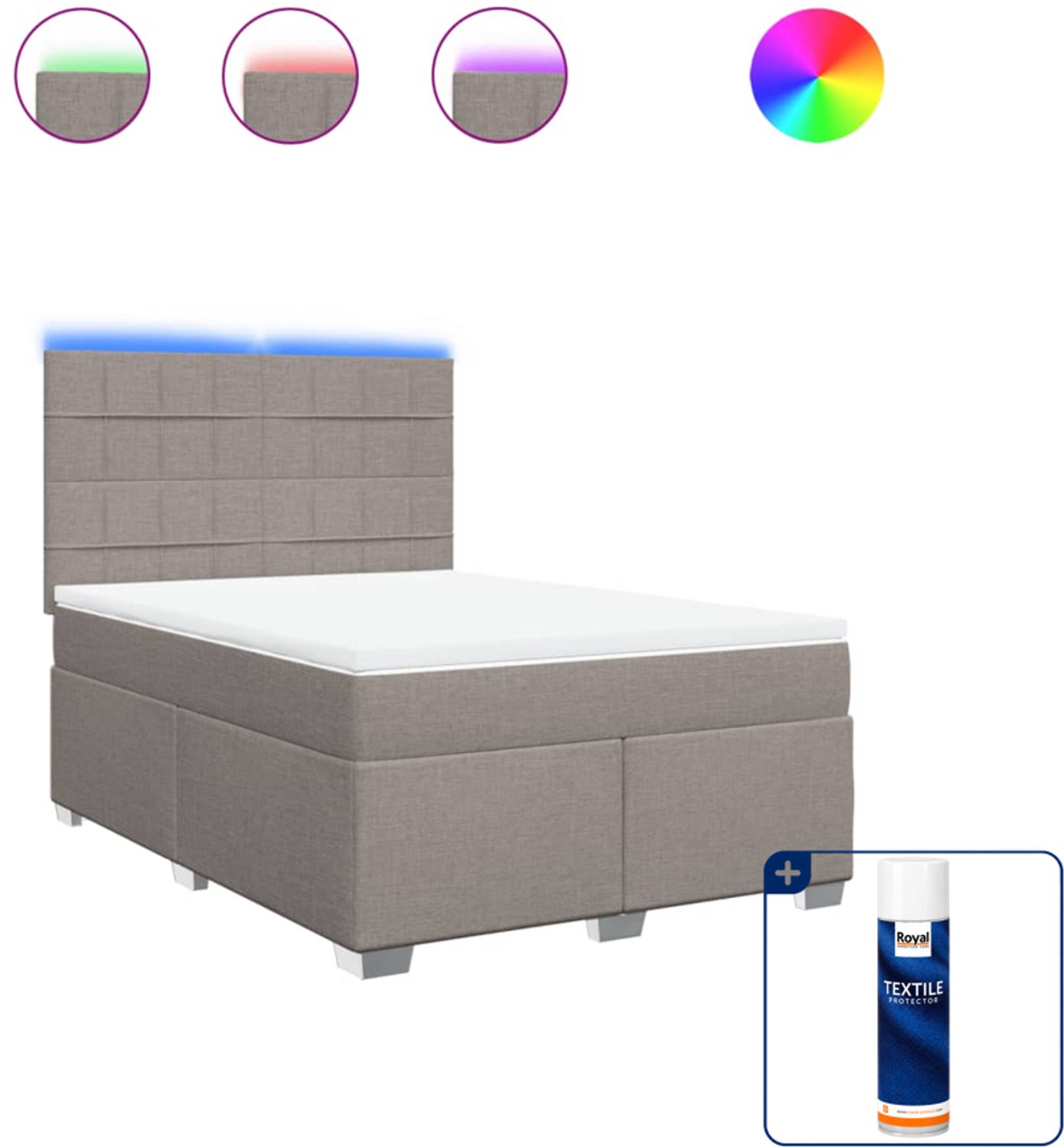 vidaXL boxspring - small double - 140 x 200 cm - taupe - Inclusief textielbeschermer 500 ml