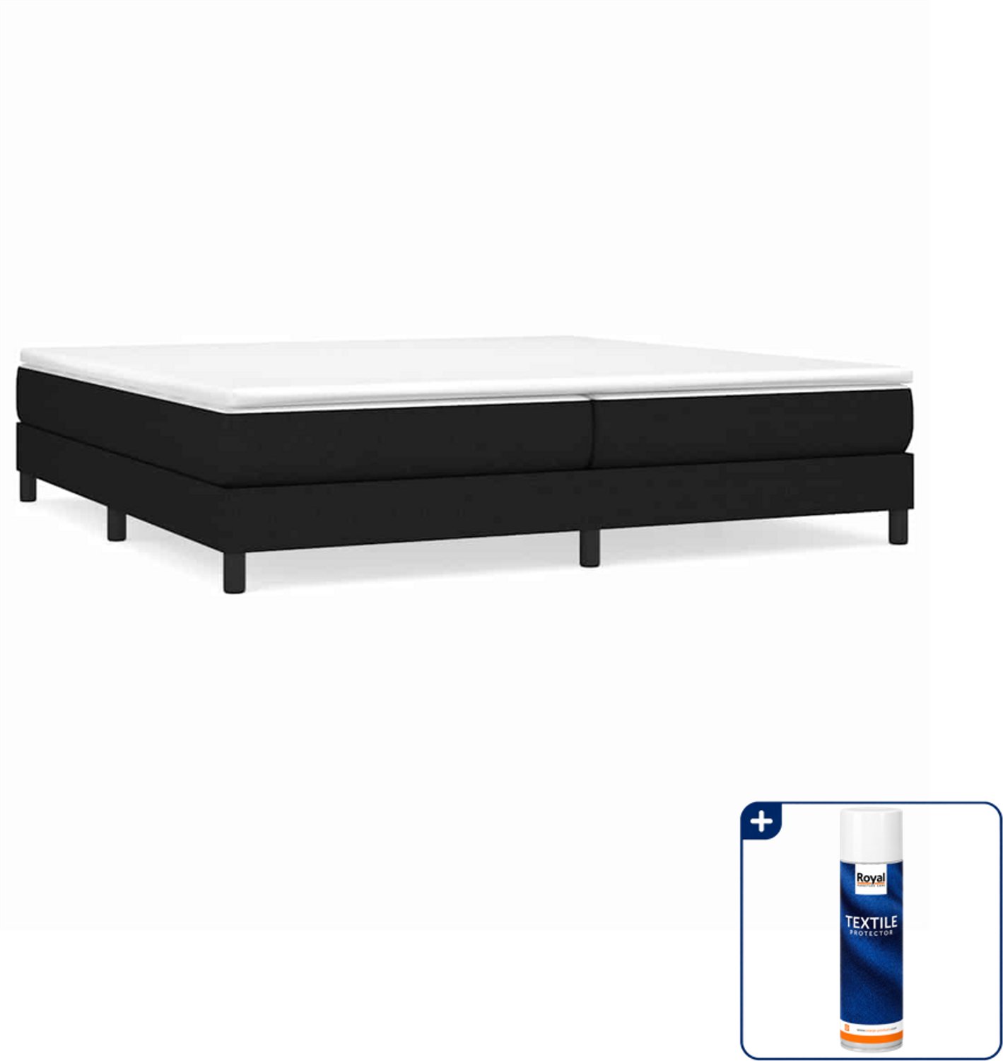 vidaXL boxspring met matras - Super kingsize - 200 x 200 cm - zwart - Inclusief textielbeschermer 500 ml