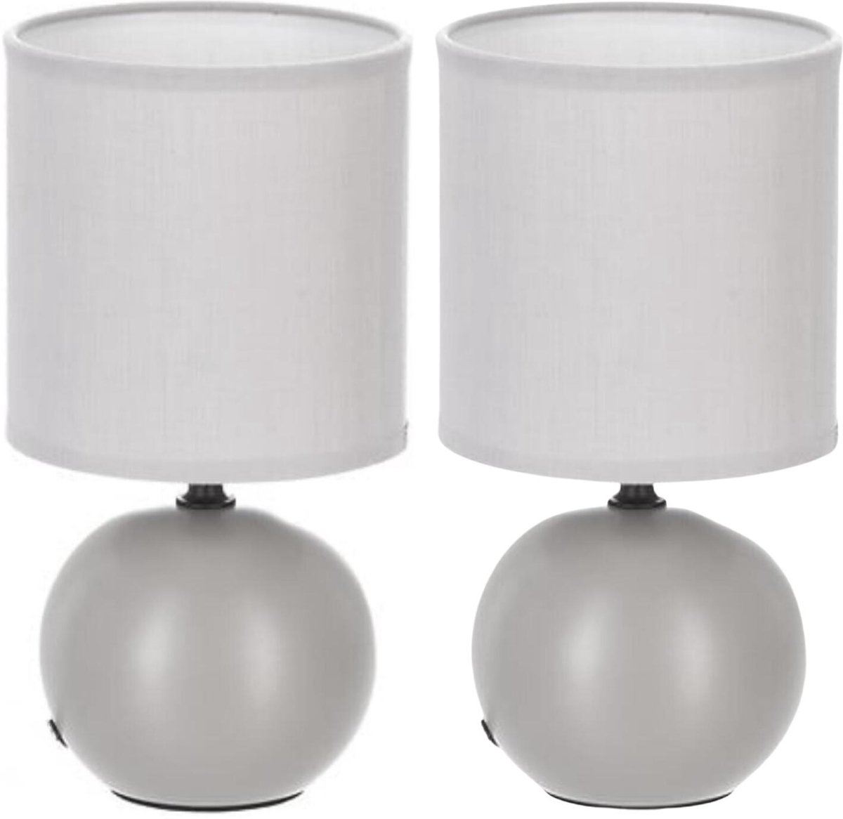 Atmosphera Tafellamp Paris - 2x - dolomiet kunststeen/kunststof - grijs - H25 cm - staande designlamp
