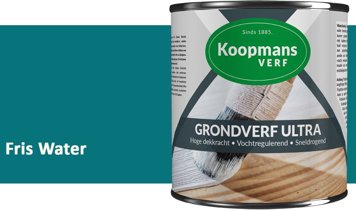 Koopmans Grondverf Ultra – Grondverf Hout & Metaal Binnen en Buiten – Vochtregulerende Primer – Hoge Dekking – Zijdeglans – Fris Water – 2,5 l