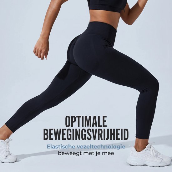 RENALUX Sportlegging Dames High Waist - Sportbroek Dames - Sportkleding Dames - Yoga Kleding Dames - Pilates Kleding Dames - Hardloopbroek Dames - Legging Dames - Zwart - Maat L — afbeelding 5