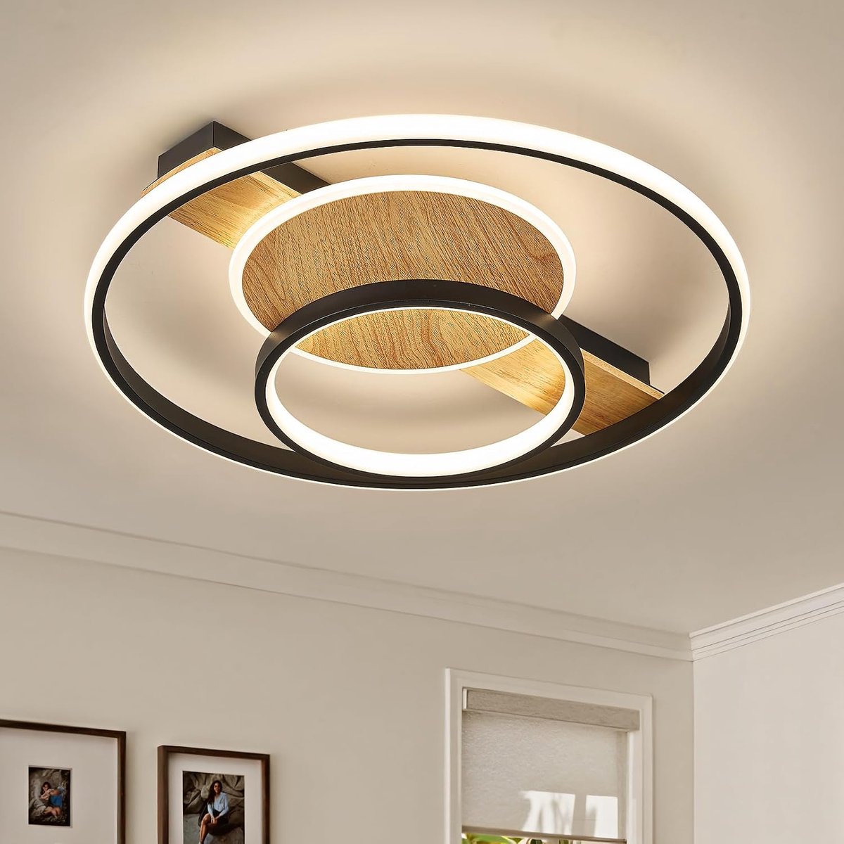 Plafondlamp, Zwarte Plafondlamp 50 cm, Moderne Ronde Plafondverlichting voor de Woonkamer, Slaapkamer, Badkamer, Gangen,Keuken, 4000 K