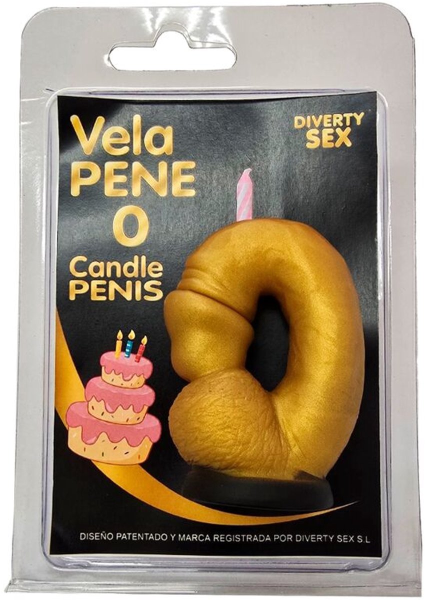 Gouden Penis Kaars in de vorm van het cijfer 0