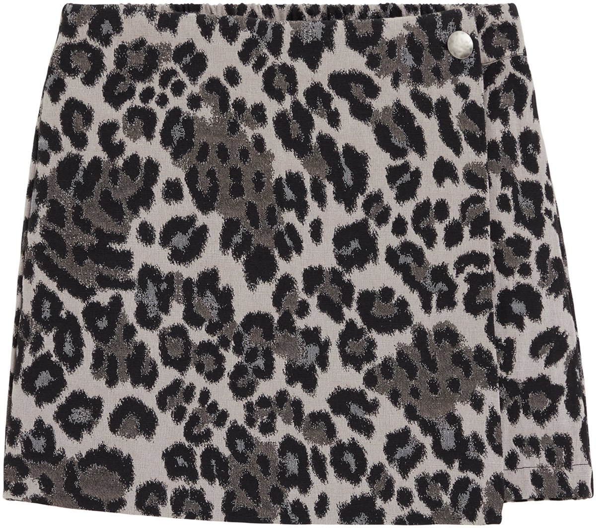 WE Fashion Meisjes rok met overslag en luipaardprint