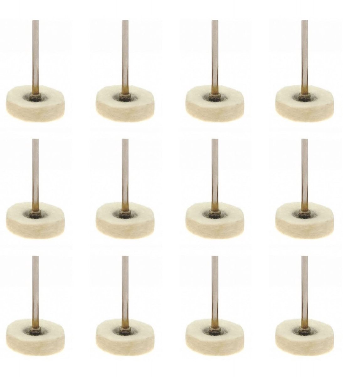 12 stuks 25 mm kleine wollen polijstschijf met 3 mm schacht, polijstschijf van wolvilt, fijne polijstschijf voor metaal, steen, hout, sieraden en glas
