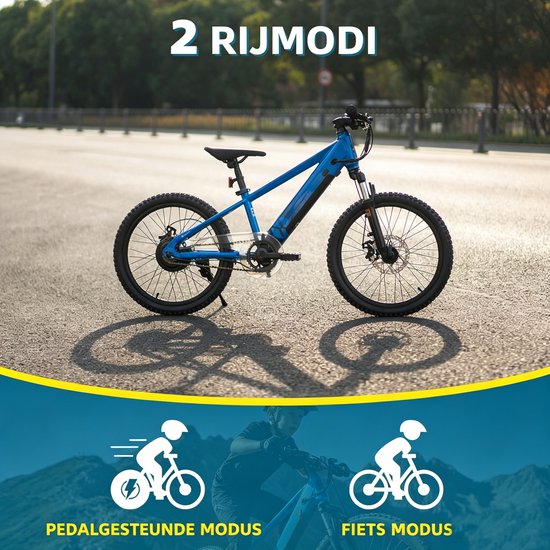 JOYSTAR 24 Inch Elektrische Kinder Mountainbike - 250W E-Bike voor Kinderen (7+ Jaar) - 25 km Actieradius - Met Verwijderbare Accu & Schijfremmen - Spaakwiel - Blauw — afbeelding 4