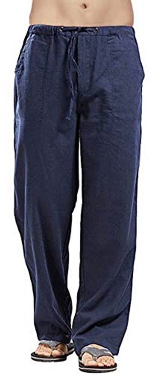 Heren Casual Linnen Broek met Trekkoord - Lichtgewicht Zomer Strandbroek