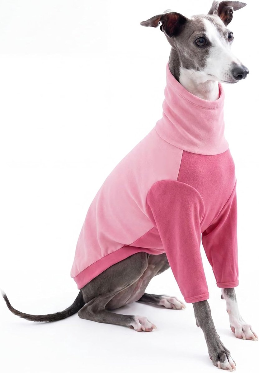 Fleeces voor windhonden, lichtgewicht windhond pyjama fleece Lurcher jas knuffelig om de kou buiten te houden (roze, XL)