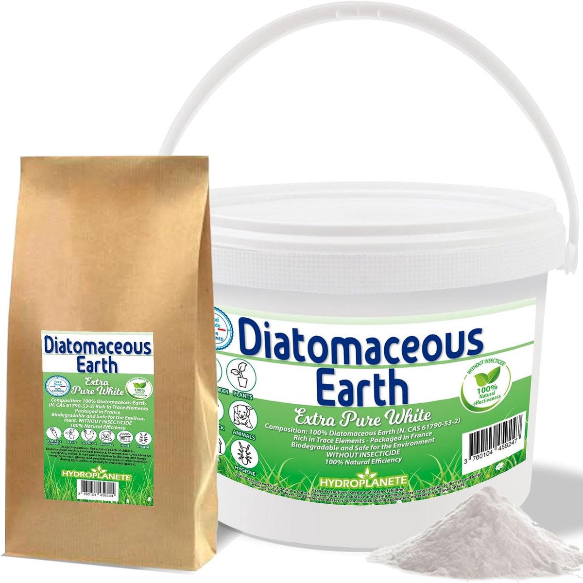 Witte diatomeeënaarde, 1 kg, extra fijn, 100% natuurlijk, voor diervoeding en meer
