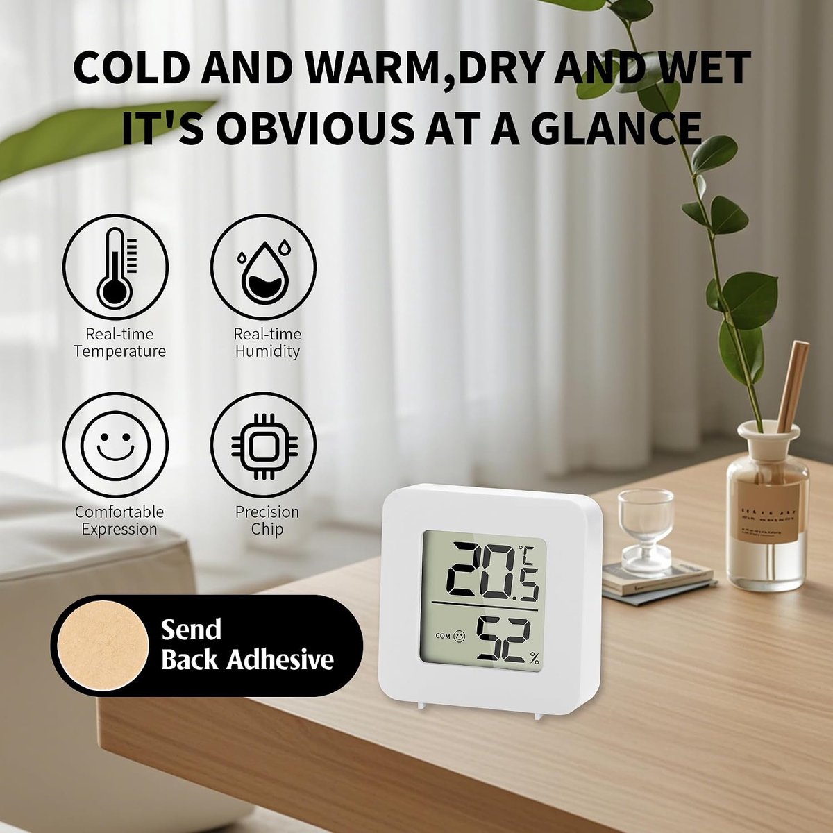 Set van 4 digitale thermometer/hygrometer met lcd-display, hygrometer, luchtvochtigheidsmeter, digitaal, zeer nauwkeurige temperatuursensor voor babykamer, woonkamer, kantoor — cadeau in Cadeau-ideeën - foto 6