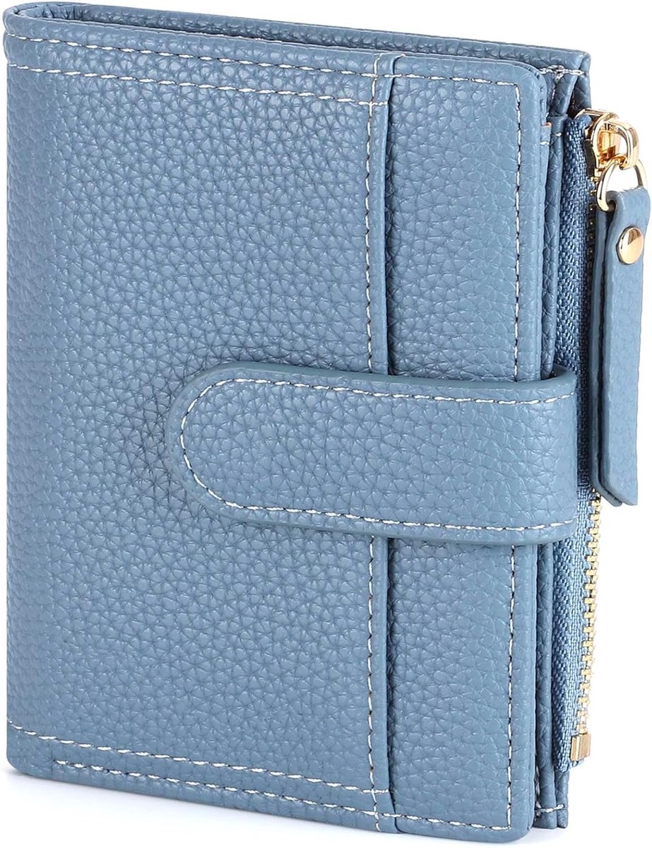 Portemonnee voor dames, dames portemonnee klein met rits muntvak en creditcardvakken, Blauw