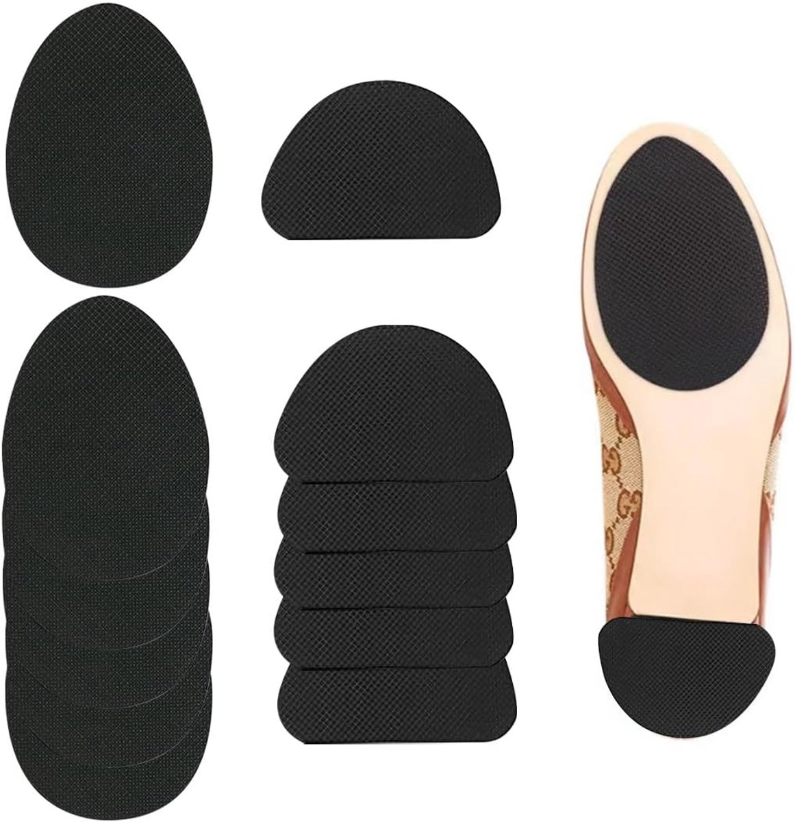12 stuks antislip schoenzolen, zelfklevende rubberen inlegzolen met antislip design, eenvoudig te gebruiken en te snijden, duurzaam en robuust, ideaal voor hoge hakken en sandalen