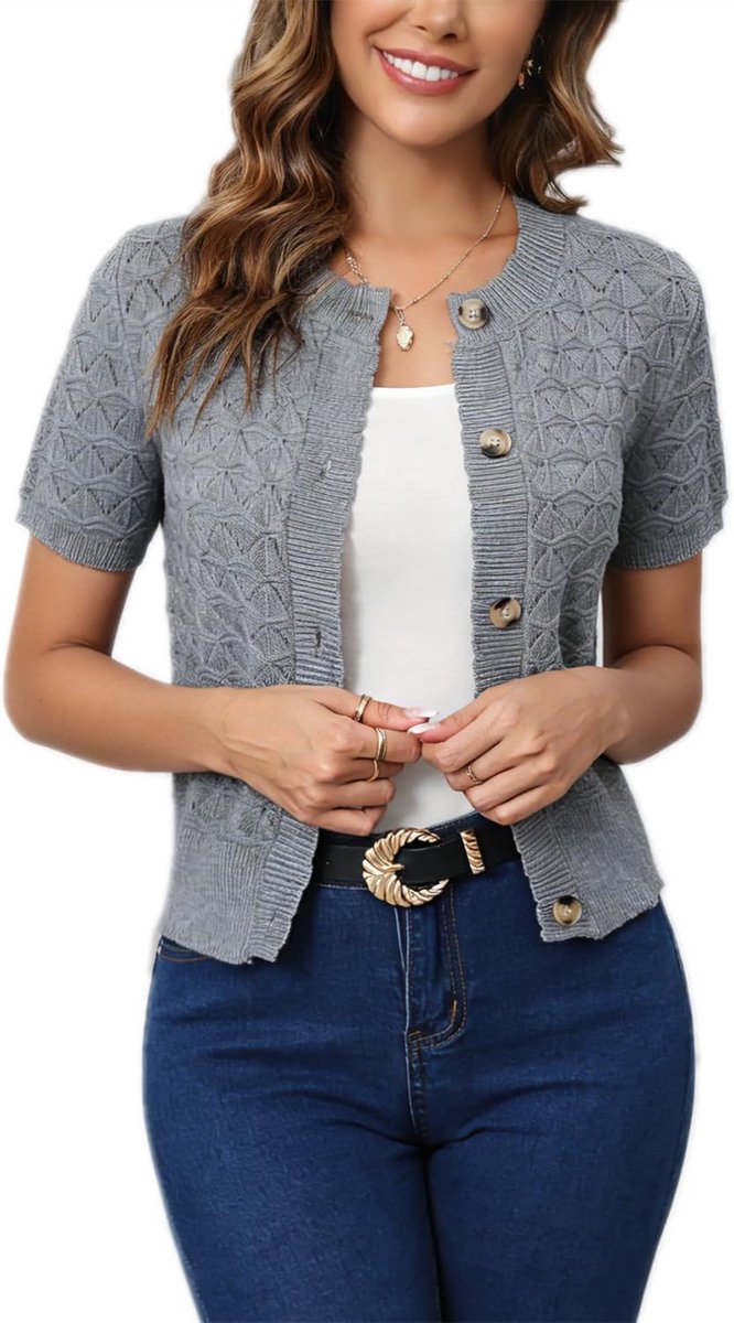 Lange mouwen bijgesneden gebreide trui cardigan button down open voorkant gebreide schouderophalen truien